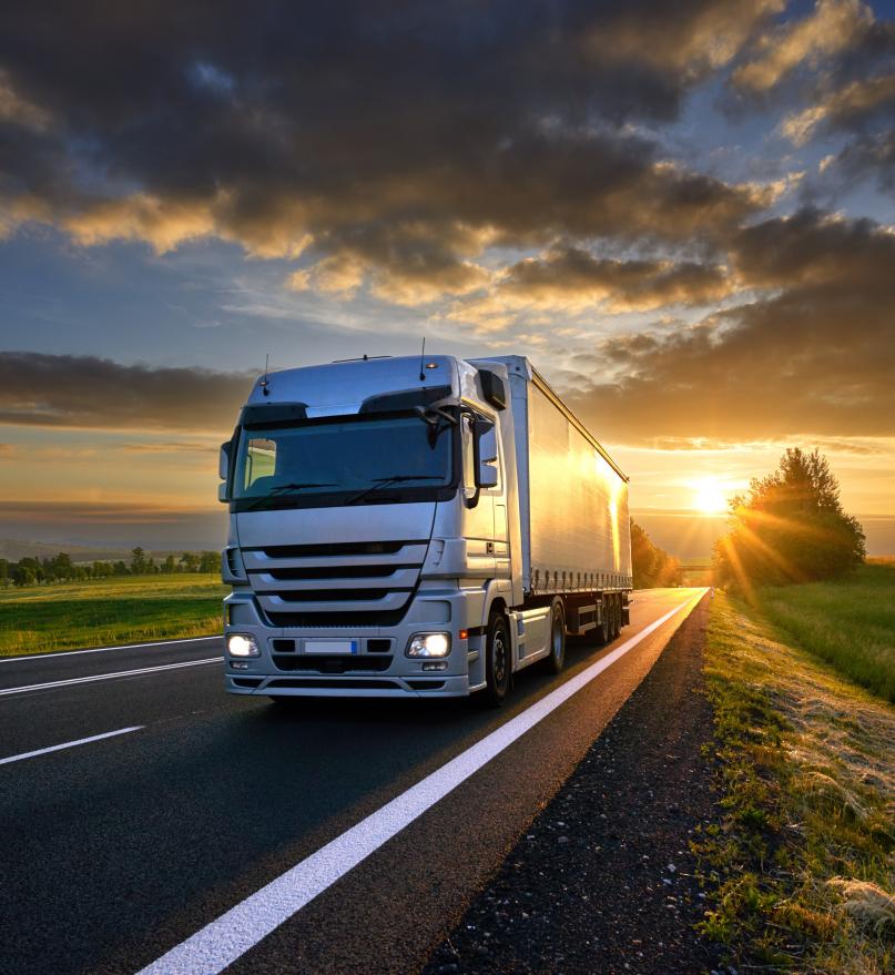 Lorry on road